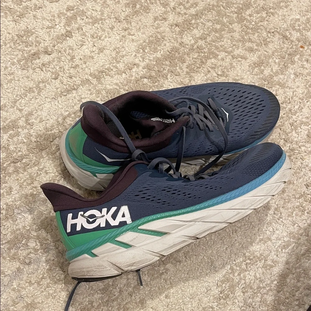 HOKA ONE ONE Clifton 7 Men's Ocean Blue Road-Running Sneakers US Size 12 - Picture 2 of 10